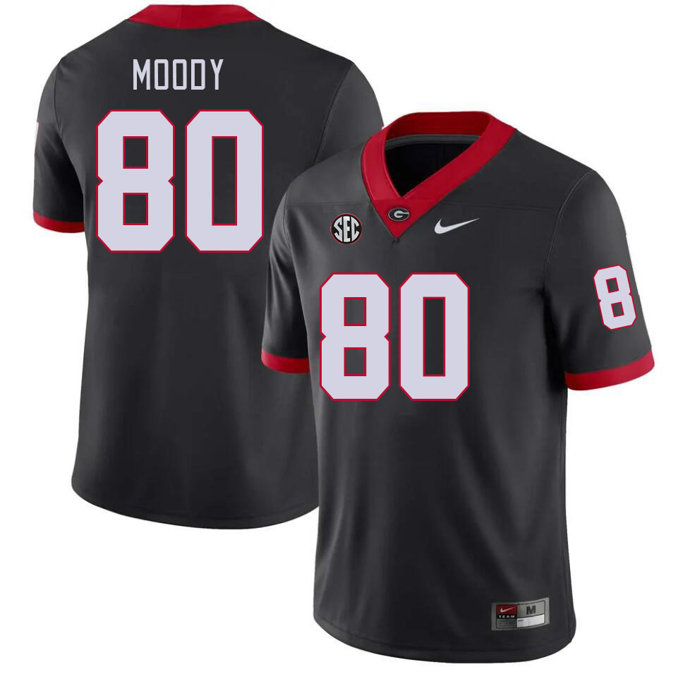 Men #80 Brandon Moody Georgia Bulldogs College Football Jerseys Stitched-Black - Click Image to Close